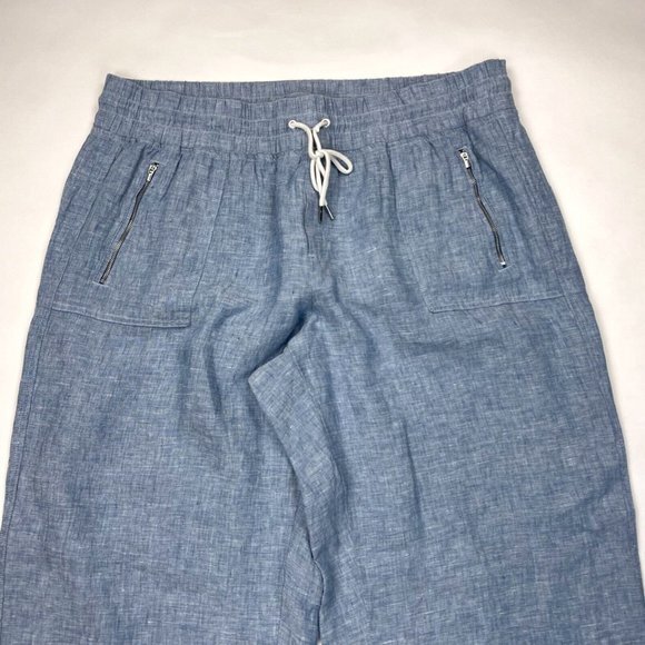 Athleta Cabo Linen Wide Leg Pants Women 20‎ Elastic Waist Pockets Lightweight - Picture 3 of 14